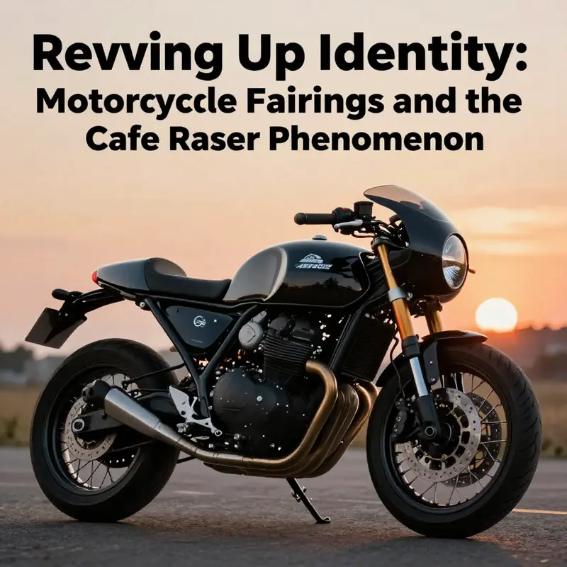 A striking Cafe Racer motorcycle with glossy fairings, captured in a sunset setting that emphasizes its design and craftsmanship.