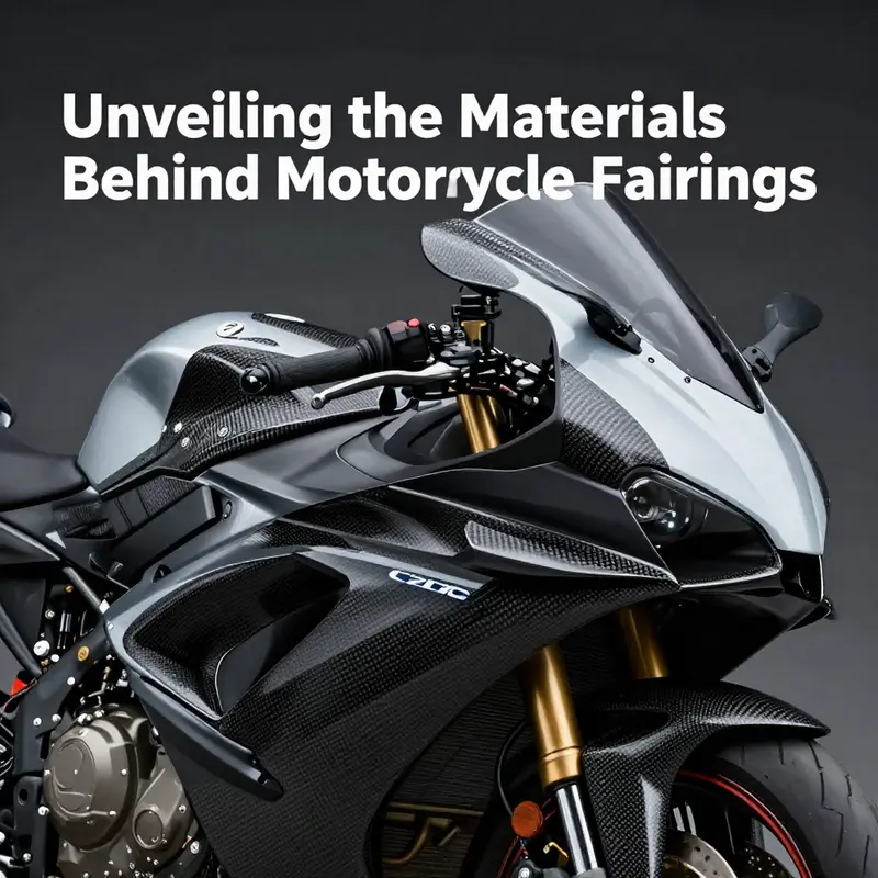 Close-up of motorcycle fairings made from ABS and polycarbonate, highlighting their durable nature.
