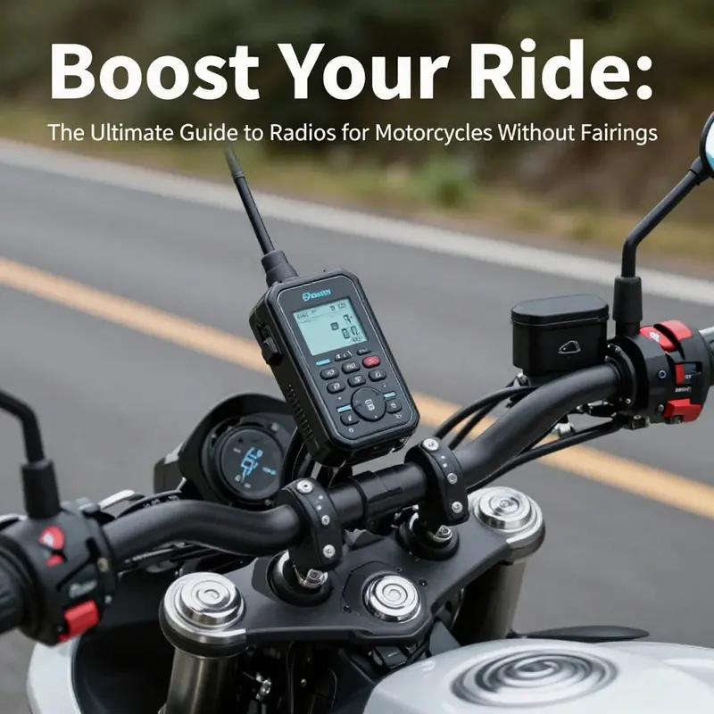 A modern handlebar-mounted radio enhances the motorcycle experience, providing easy access to music and radio while riding.