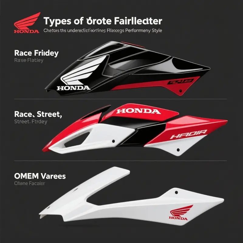 Illustration of various Honda motorcycle fairing types, showcasing their distinct characteristics and uses.