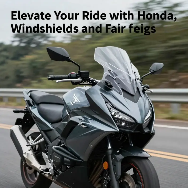A striking Honda motorcycle outfitted with aerodynamic windshields and fairings, highlighting superior design and functionality.