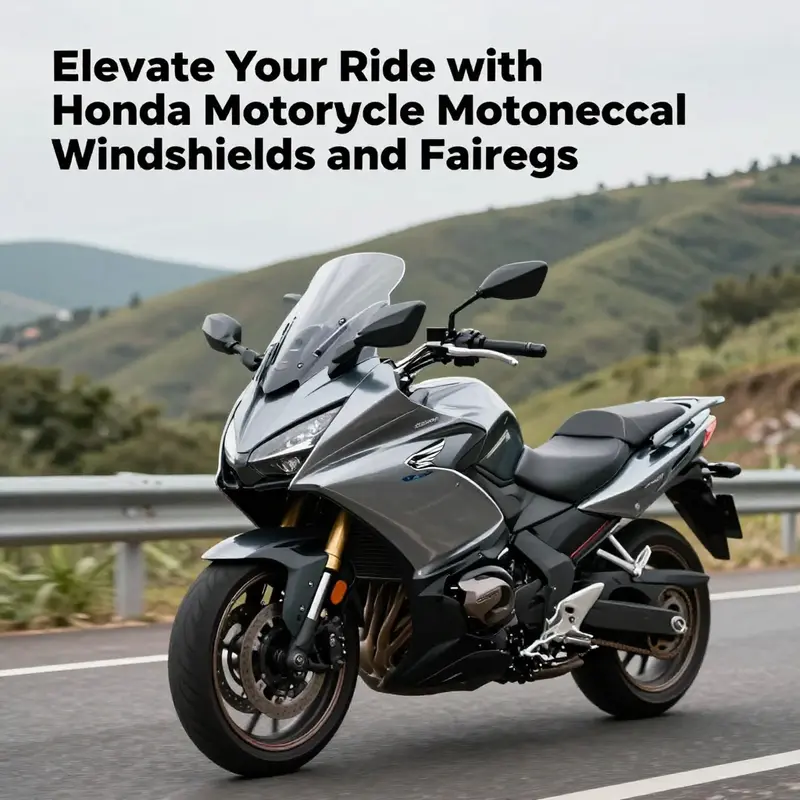 Diverse options of windshields and fairings for Honda motorcycles, displaying their design and specifications.