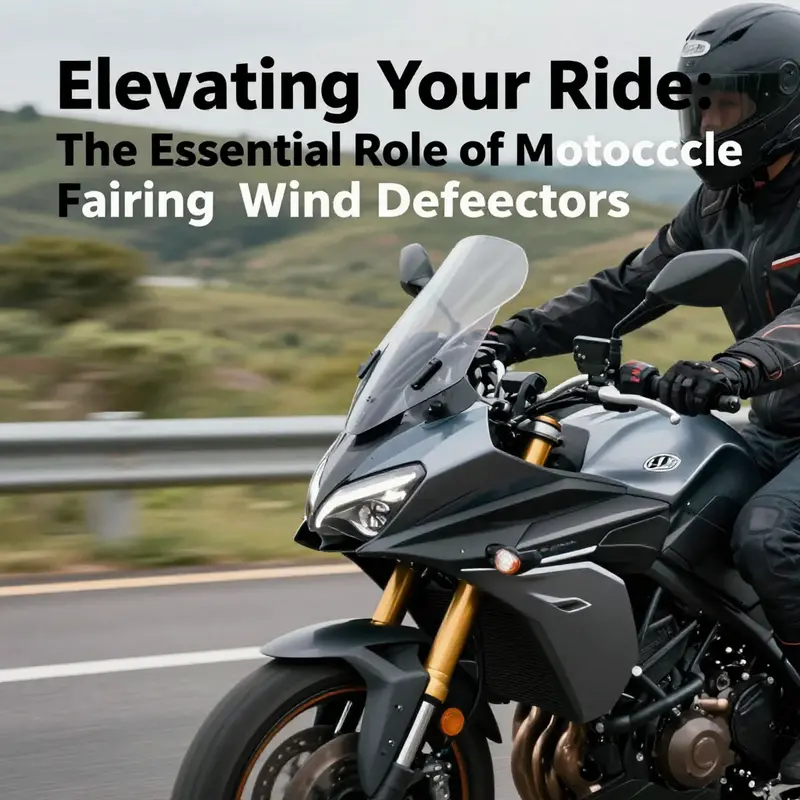 Illustration of airflow dynamics around a motorcycle equipped with wind deflectors.