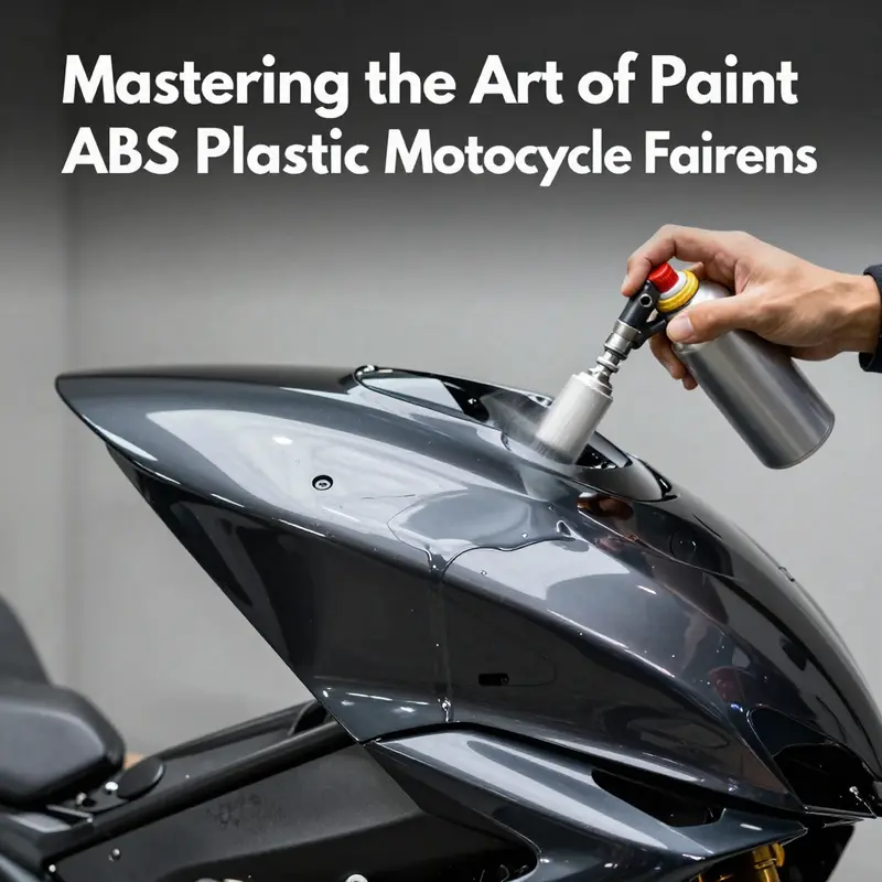 Mechanic preparing ABS plastic fairings for painting with sanding and cleaning techniques.