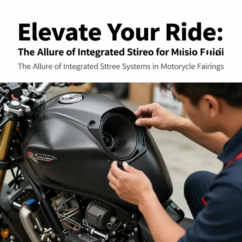 Seamlessly integrated stereo system in a motorcycle fairing enhances both functionality and style.