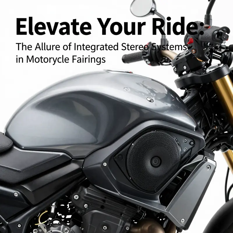 Seamlessly integrated stereo system in a motorcycle fairing enhances both functionality and style.
