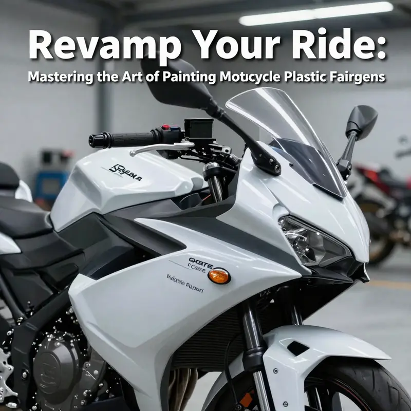 Preparation stage for painting motorcycle fairings, showcasing necessary tools and techniques.