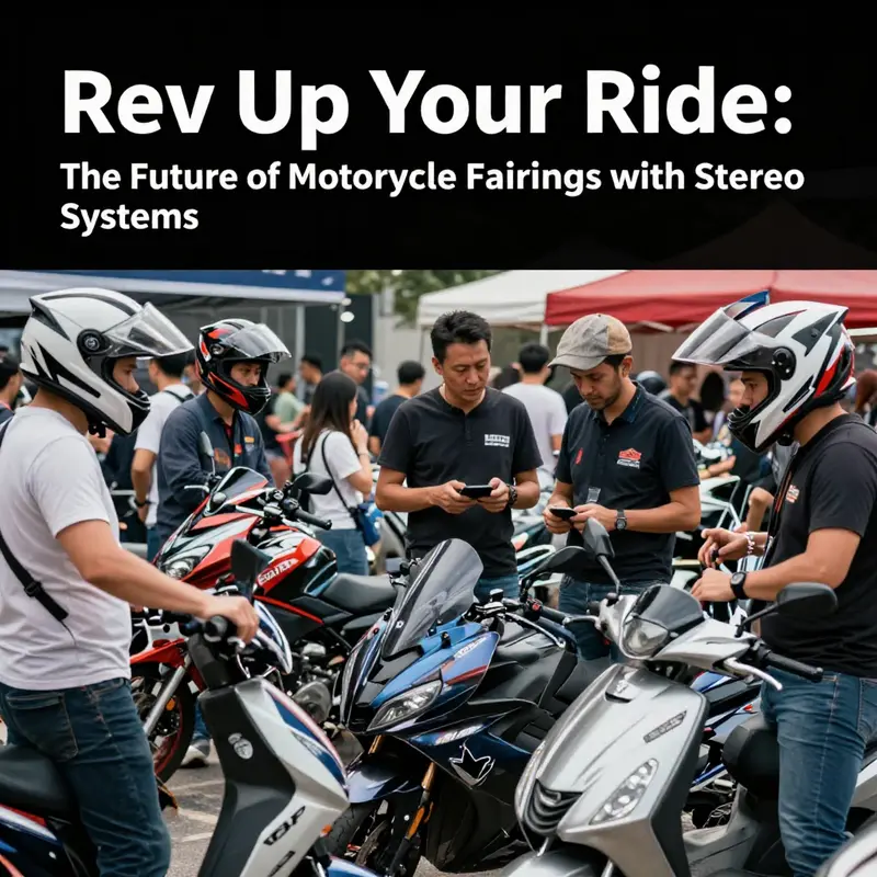 A motorcycle fairing with built-in stereo speakers designed to provide optimal sound quality.