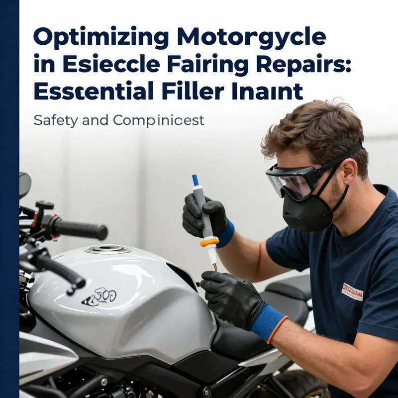 Different types of motorcycle fairing filler materials ready for use in repair processes.