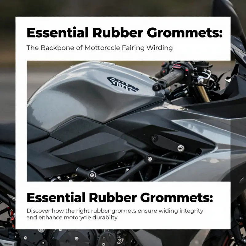 A detailed view of a motorcycle with smooth fairings, emphasizing the integration of rubber grommets for wiring protection.
