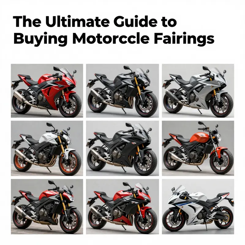 A colorful array of motorcycle fairings from various models displayed together.