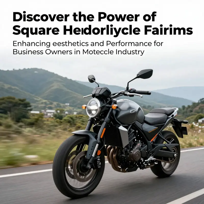 A motorcycle with a square headlight fairing riding through a picturesque landscape, showcasing its dynamic design.