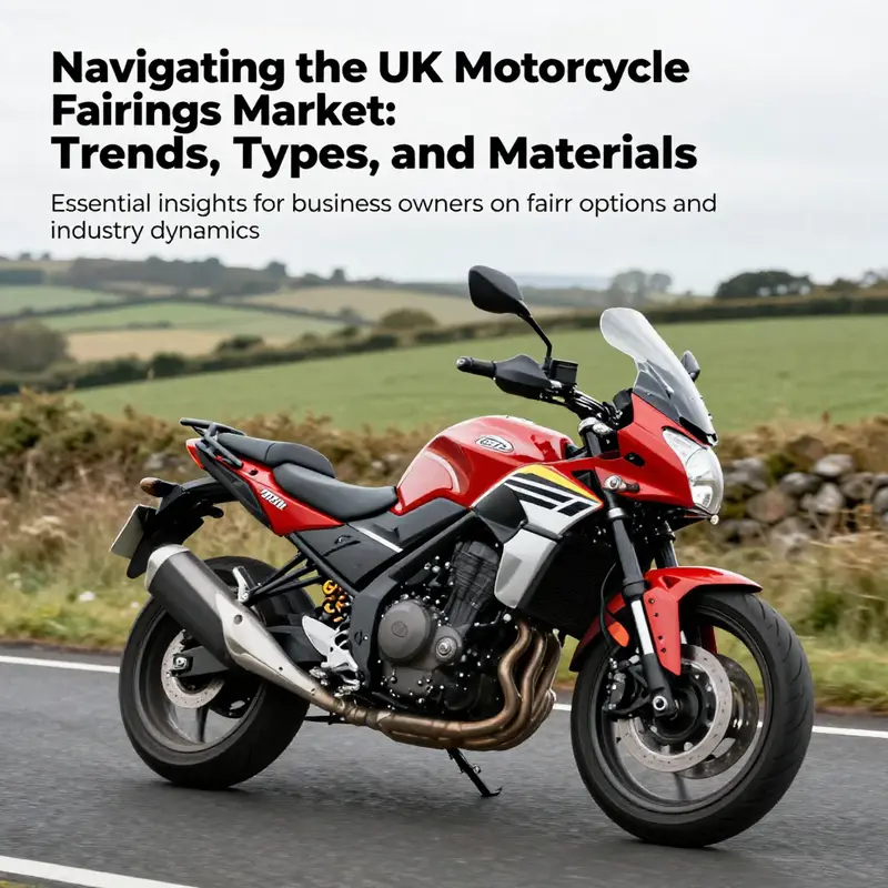 A motorcycle with custom fairings riding on a beautiful British road surrounded by nature.