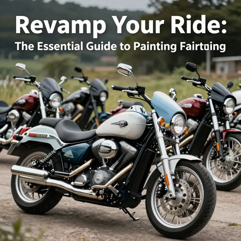 A group of motorcycles displaying their custom-painted fairings in a scenic environment.