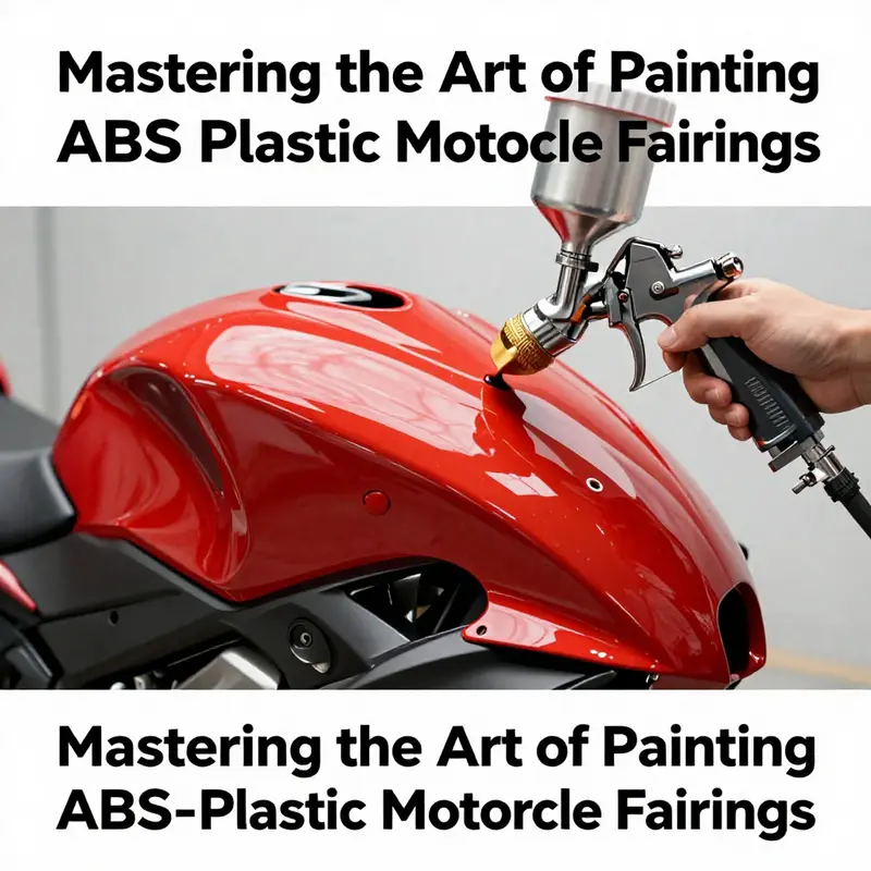 Mechanic preparing ABS plastic fairings for painting with sanding and cleaning techniques.