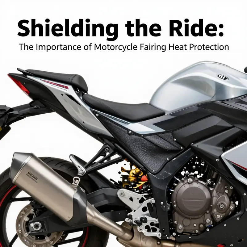 Various motorcycle fairing heat protection materials showcased for comparison.