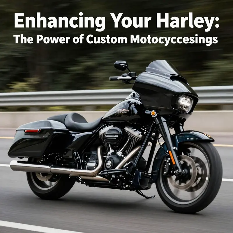 Custom motorcycle fairing showcasing unique design elements and colorful aesthetics tailored for Harley-Davidson.