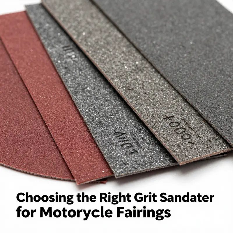 The essential grit range of 400 to 600 sandpaper for preparing motorcycle fairings.