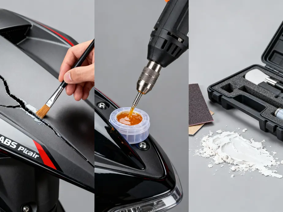 Comparing fiberglass and ABS plastic fairings to ensure accurate identification for effective repairs.