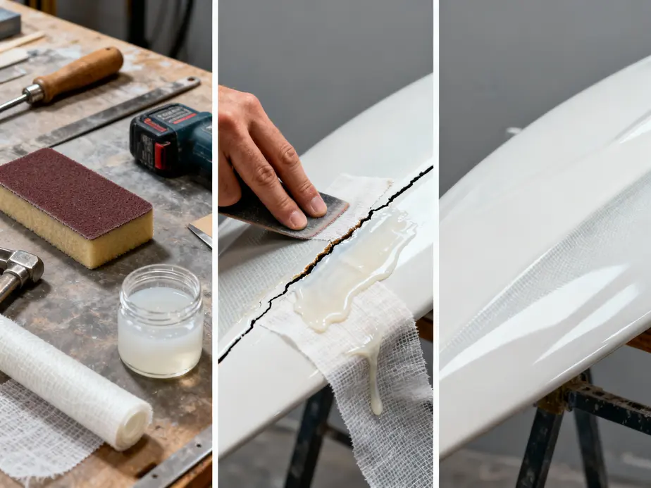 Comparing fiberglass and ABS plastic fairings to ensure accurate identification for effective repairs.