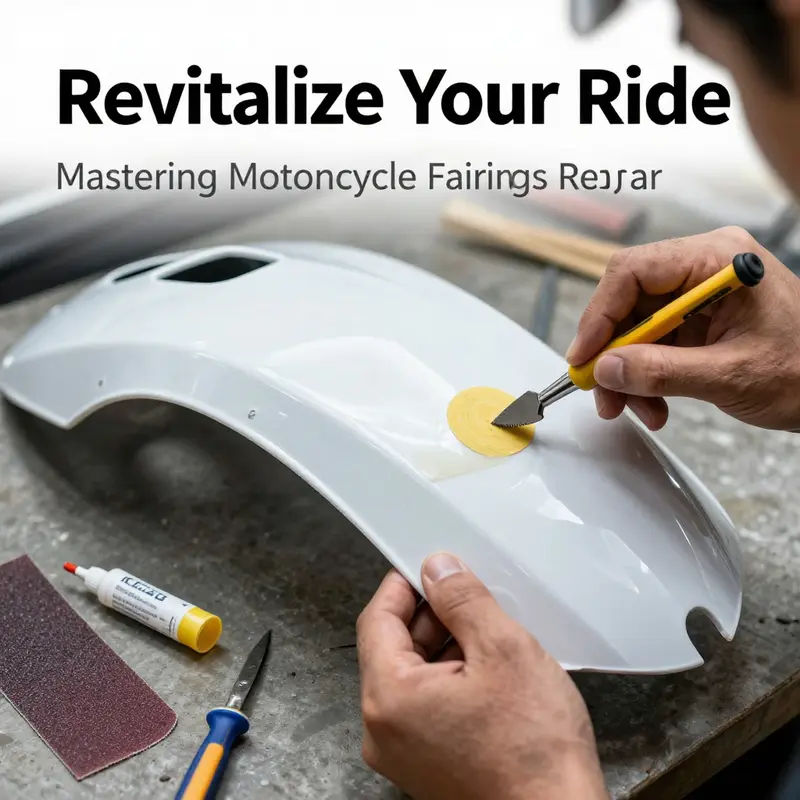 Techniques in action: A bike fairing repair demonstration capturing the essential steps.