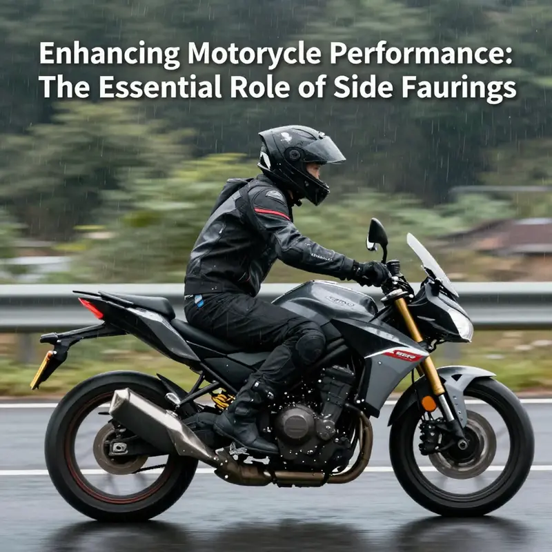 Motorcycle with advanced aerodynamic side fairings in action.