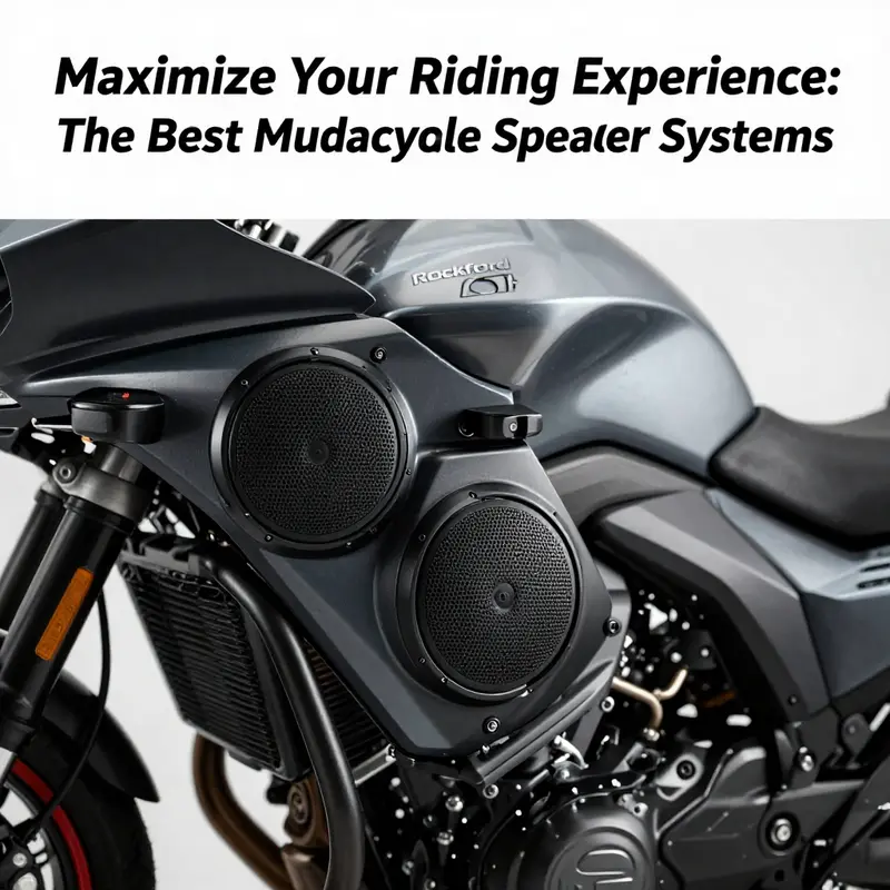 Rockford Fosgate motorcycle speakers elegantly fitted into the fairings of a bike, emphasizing sound quality and aesthetics.