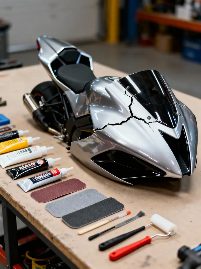 Comparing fiberglass and ABS plastic fairings to ensure accurate identification for effective repairs.