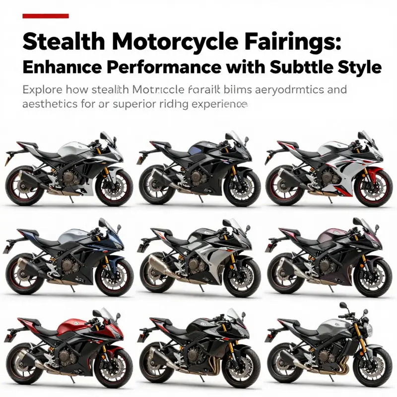 A mixed display of motorcycles showcasing different stealth fairings, underscoring design and functionality.