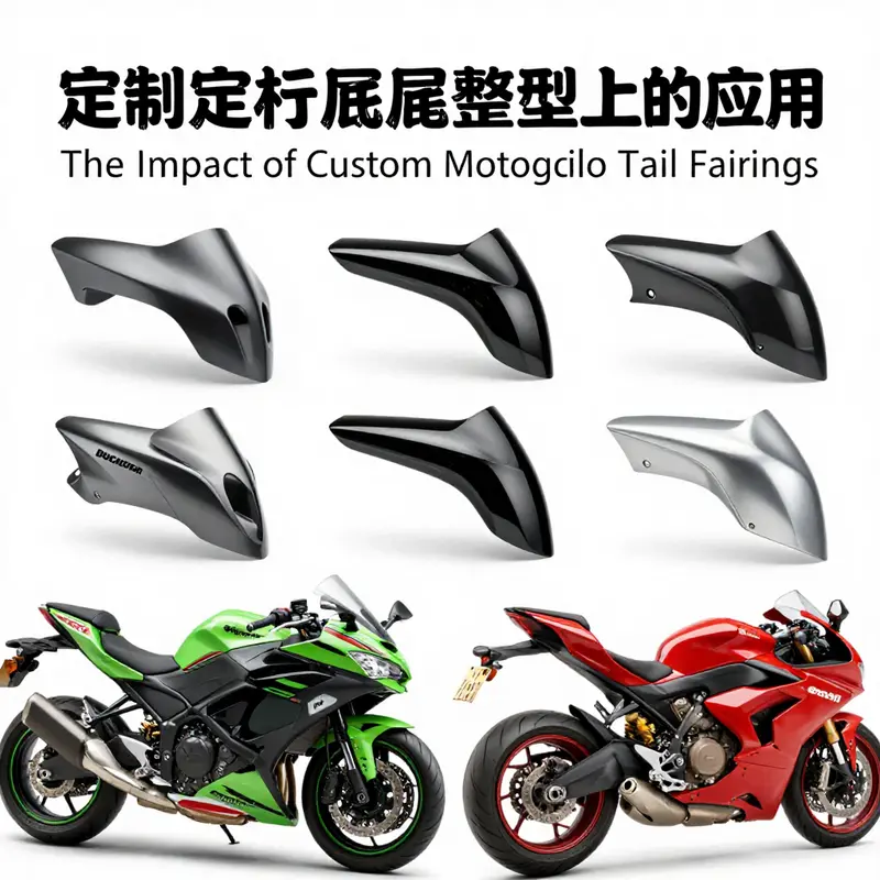 A selection of custom motorcycle tail fairings tailored for specific models, enhancing both style and performance.