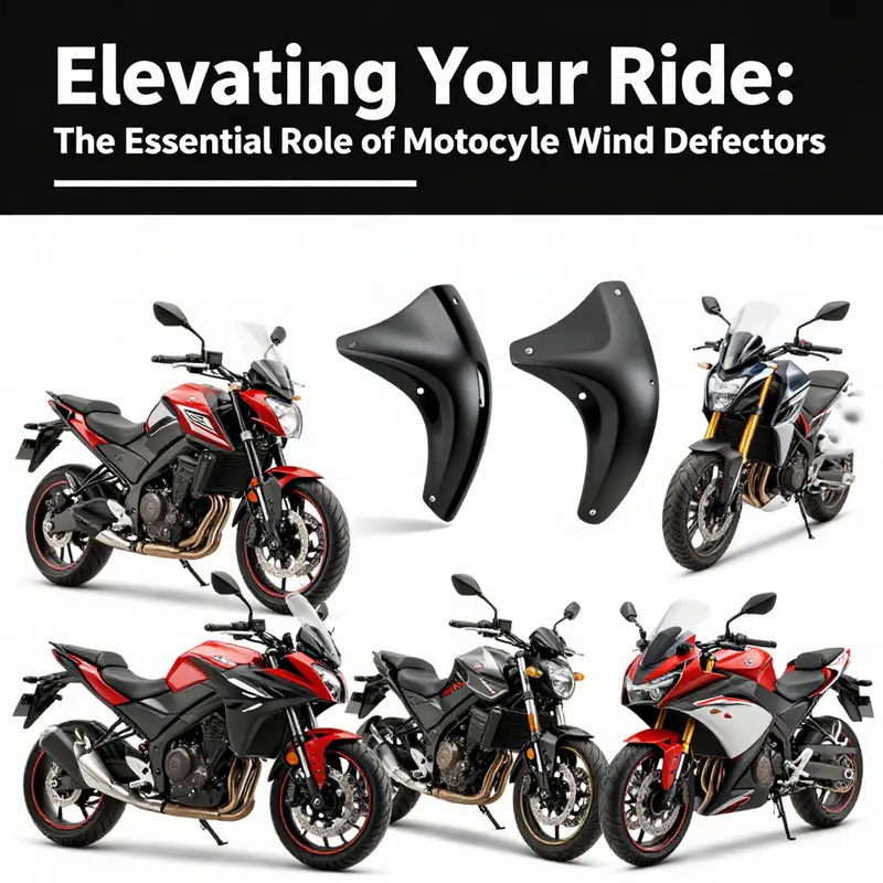 Illustration of airflow dynamics around a motorcycle equipped with wind deflectors.