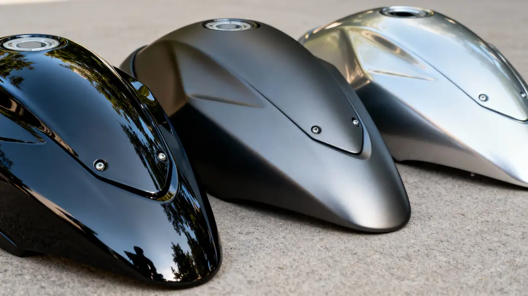 Showcasing a variety of custom motorcycle fairings highlighting color and design options.
