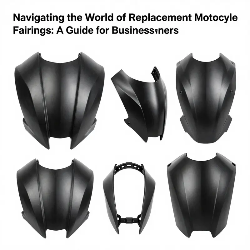 Different types of replacement motorcycle fairings available in the market.