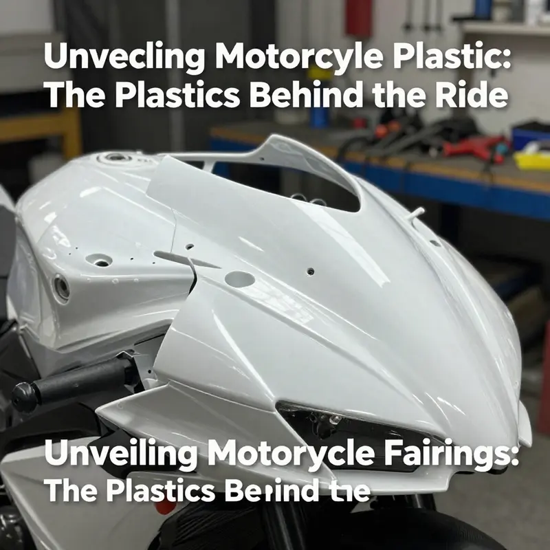 A close-up view of motorcycle fairing displaying the durability and smooth finish of ABS plastic.