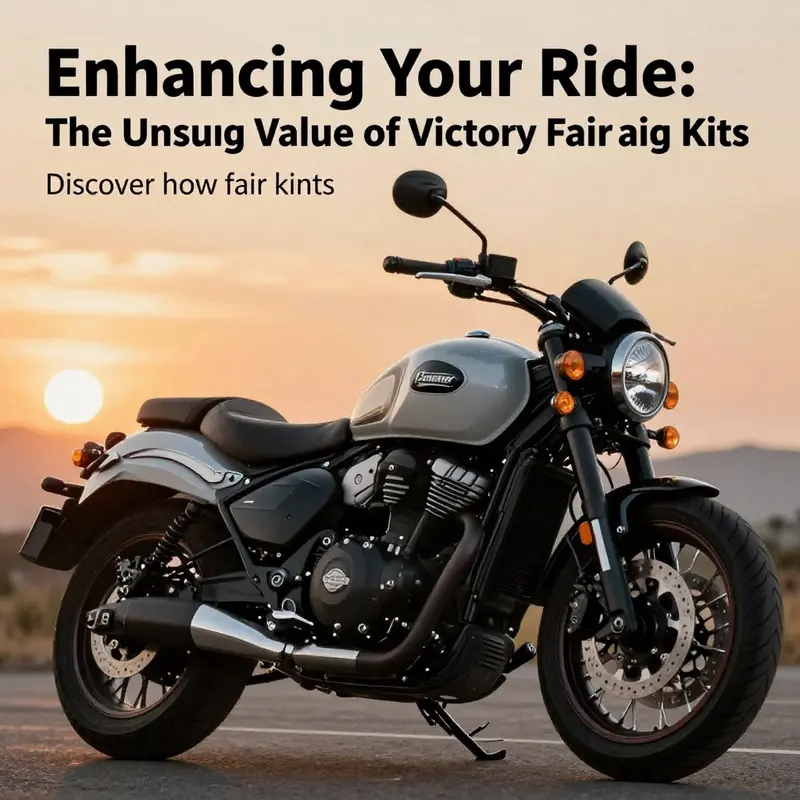 A Victory motorcycle with a fairing kit against a sunset, symbolizing performance and adventure.