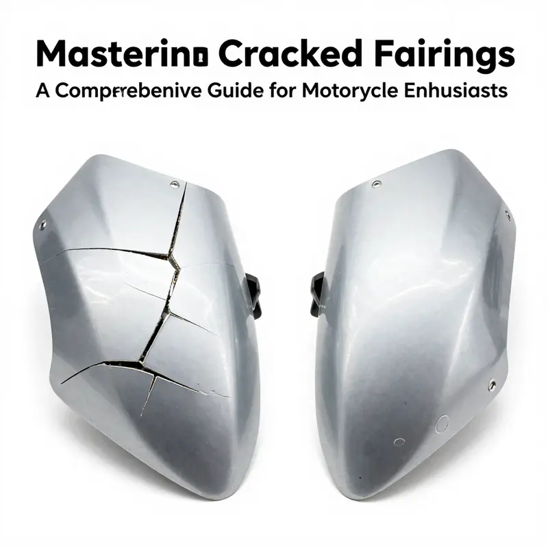 Mechanic assessing different types of cracks on a motorcycle fairing.