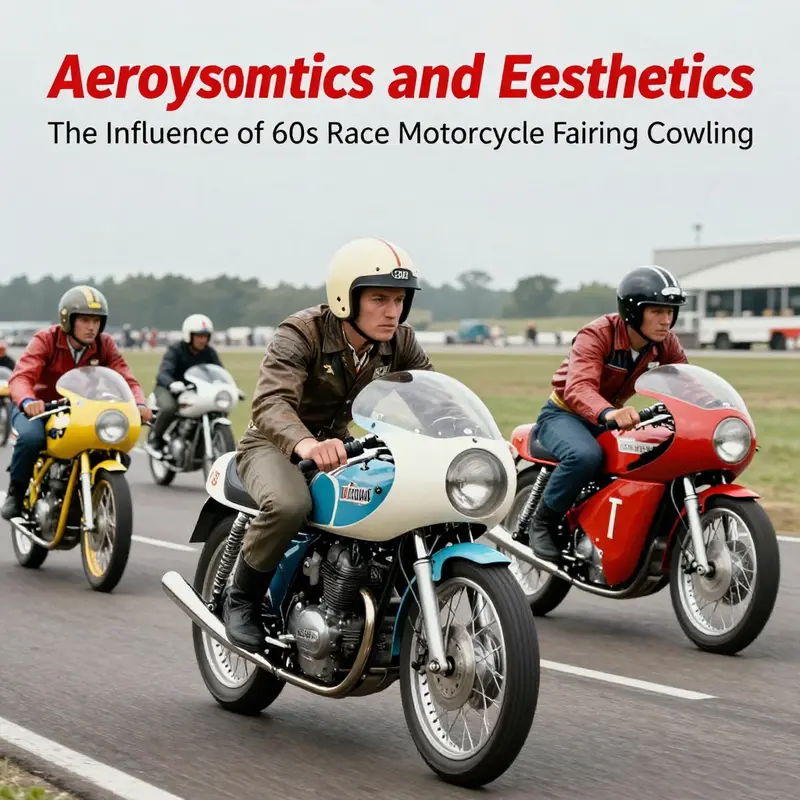 The advanced fiberglass fairing of a 1960s race motorcycle enhances aerodynamics and performance.
