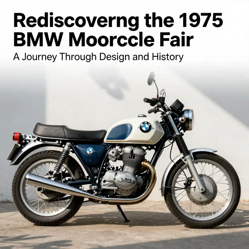 A captivating view of a 1975 BMW motorcycle highlighting its fairing, set against an aesthetically pleasing background.
