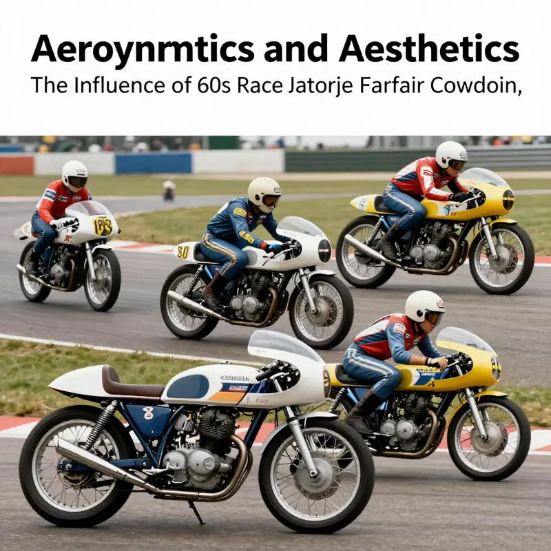 Montage of 1960s race motorcycles with distinctive fairings, exemplifying their design and historical significance.