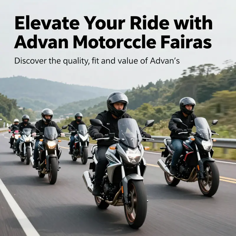 Motorcycles equipped with Advan fairings riding along a beautiful highway.