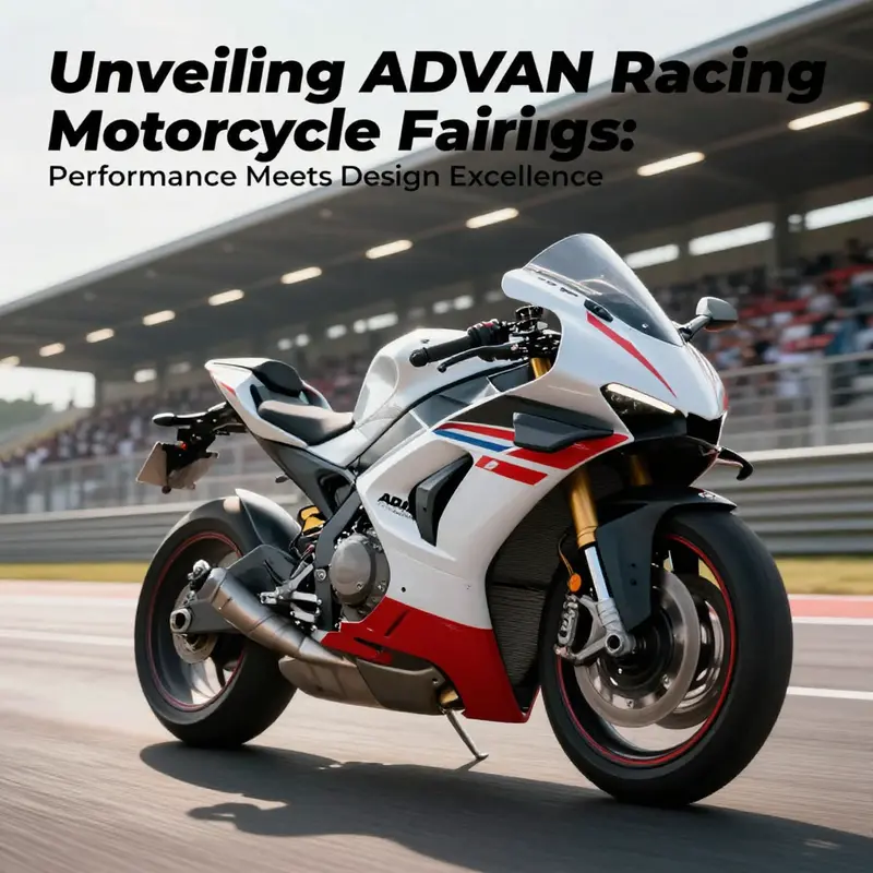 A motorcycle fitted with ADVAN Racing fairings speeding on a racetrack, emphasizing performance and aesthetics.