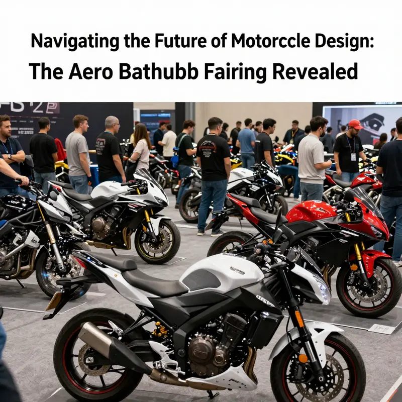 An illustration showcasing the aerodynamic design and functionality of an aero bathtub motorcycle fairing.