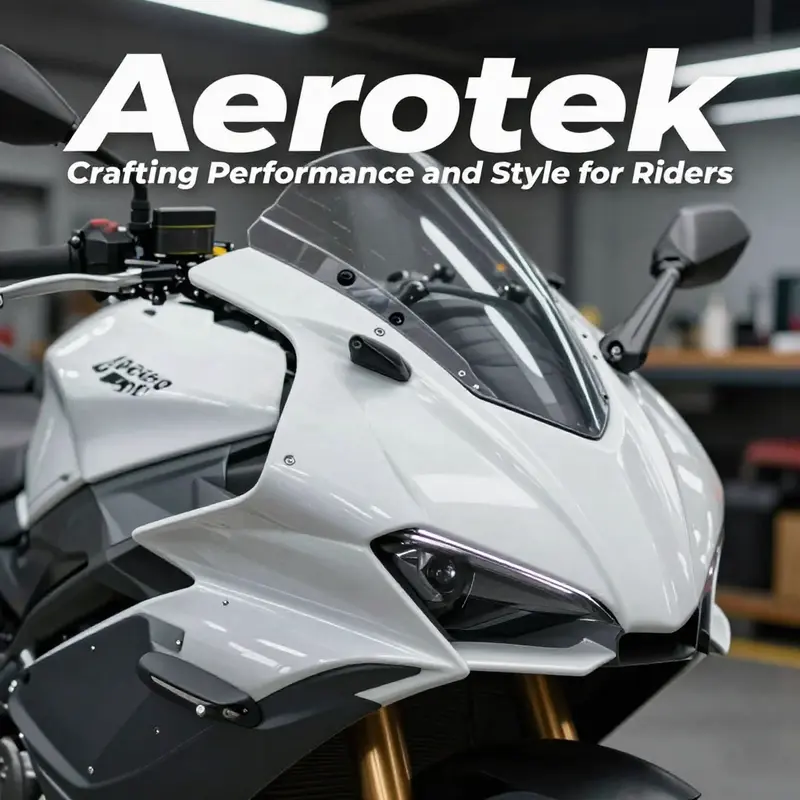 Detailed view of Aerotek motorcycle fairings illustrating the hand-laid fiberglass composite technique.