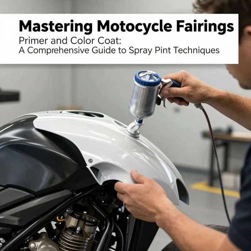 Workspace preparation for painting motorcycle fairings, ensuring the surface is ready for a smooth paint application.