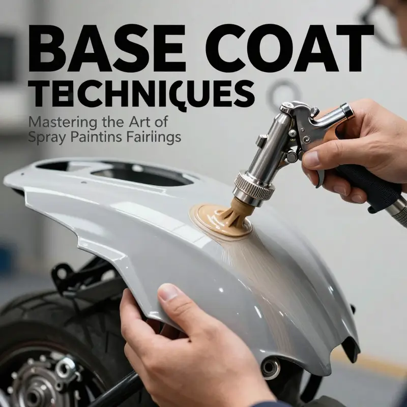 Essential tools and a clean workspace for preparing motorcycle fairings for spray painting.