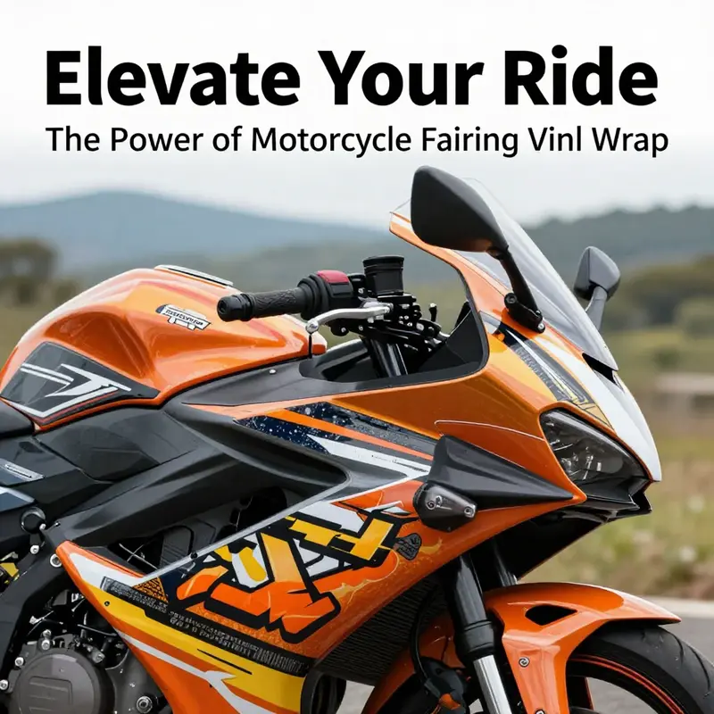 Showcasing a motorcycle fairing adorned with a colorful vinyl wrap that emphasizes both protection and aesthetic appeal.