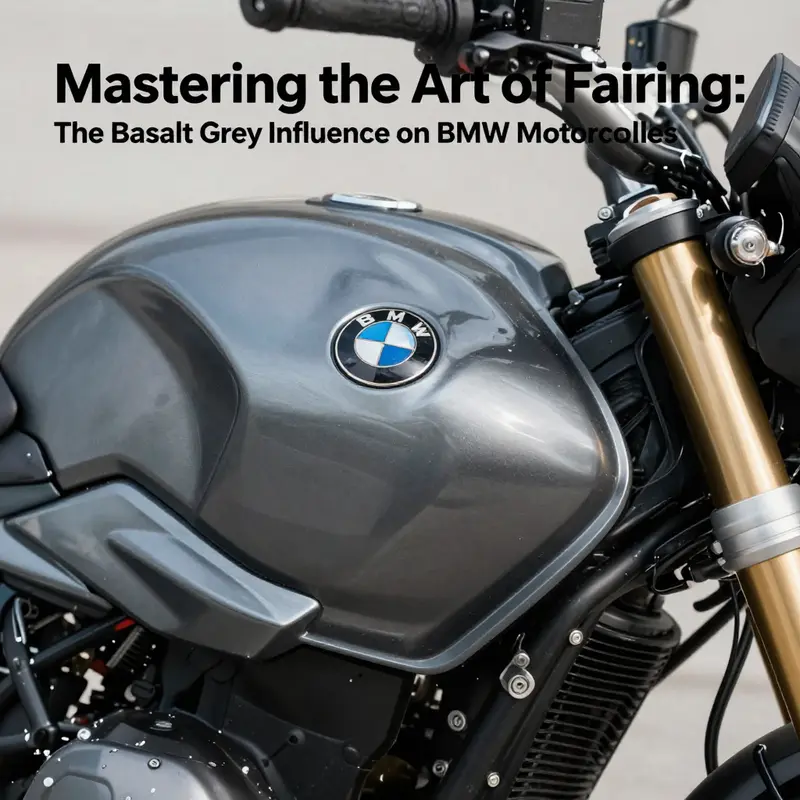 The profound elegance of the BMW motorcycle fairing in Basalt Grey Metallic, showcasing its intricate finish.