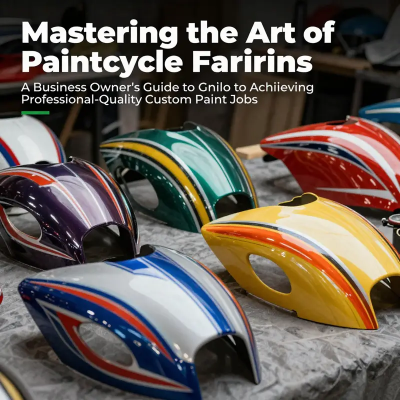 A collection of beautifully painted motorcycle fairings in various designs and colors, emphasizing quality craftsmanship.