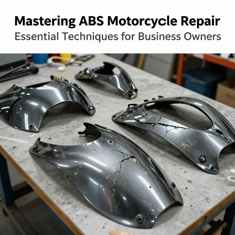 A technician repairing an ABS motorcycle fairing using specialized tools and precision methods.