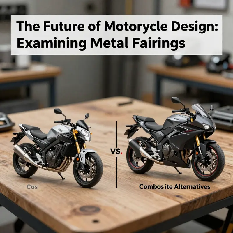 A custom motorcycle featuring an innovative metal fairing that highlights its aerodynamic design.